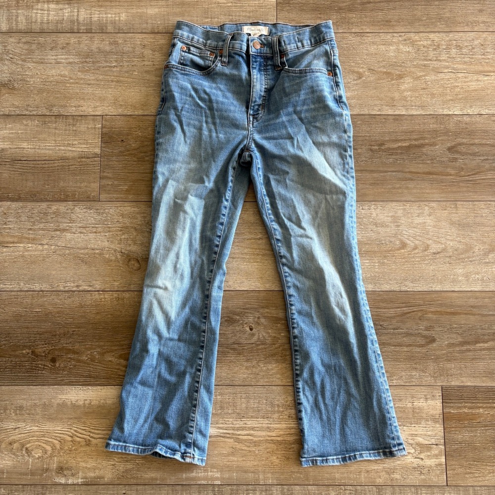 Madewell Cali Demi-Boot Jeans Women 27‎ Light Wash High Rise Crop Stretch Denim